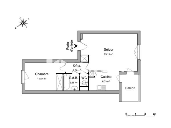 Location Appartement 2 pièces 48.22 m² - 15 RUE DES RIBAINS Joue-les-tours 37300
