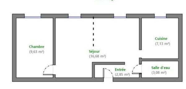 Versailles chantiers (côté mairie), 2 pièces- 42m2