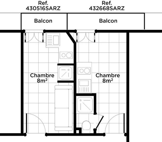 Chambre 8.04M2 AVEC GRAND BALCON - 20m3 - 75011 PARIS 11 - FAIDHERBE-CHALIGNY (Possibilité Fusion 2  Lots=16m2)