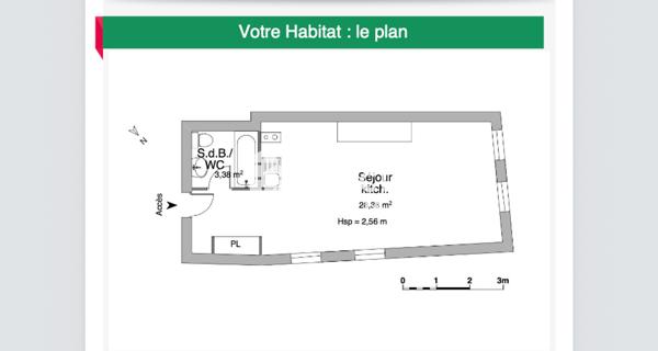 À vendre Studio 31.74 m² - Poitiers 86000