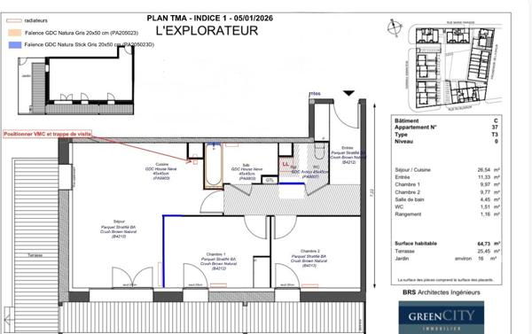 Appartement Coupvray - F3 NEUF bâtiment passif AVEC JARDIN, TERRASSE & 2 PARKINGS COUVERTS - Livraison prévue fin 2026