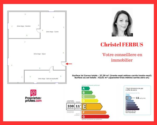 91160 SAULX LES CHARTREUX - Appartement 2 pièces 43,01m² surface au sol  - 1 Chambre