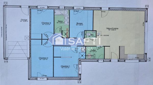 Les Abrets en Dauphiné, Maison moderne de plain pied de 2021, 4 chambres, garage, jardin.