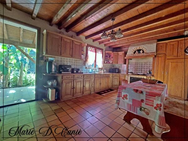 Maison de trois chambres + sous sol aménageable en rez-de-jardin sur 7400m² de jardin.