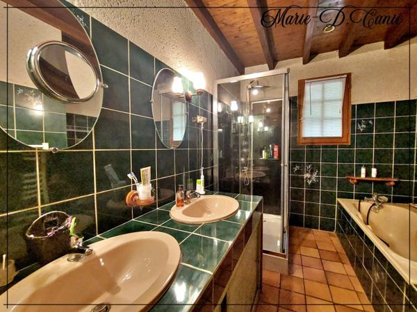 Maison de trois chambres + sous sol aménageable en rez-de-jardin sur 7400m² de jardin.