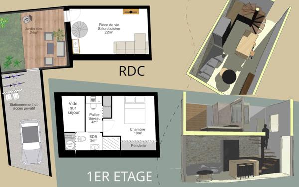 Maison à vendre    2 pièces • 40 m2 Le Bignon