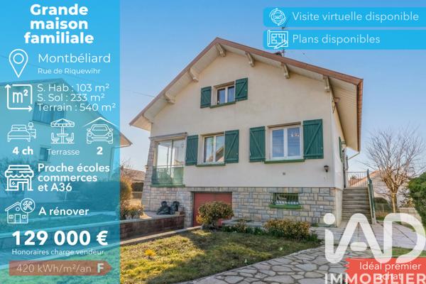 Maison à vendre 5 pièces 103 m² Montbéliard