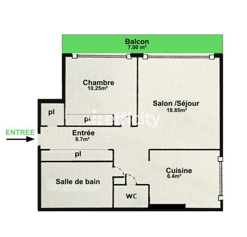 Appartement 2 pièces - 49 m²