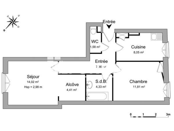 Location Appartement 2 pièces 51.56 m² - 44 RUE JULES BRUNARD Lyon 69007