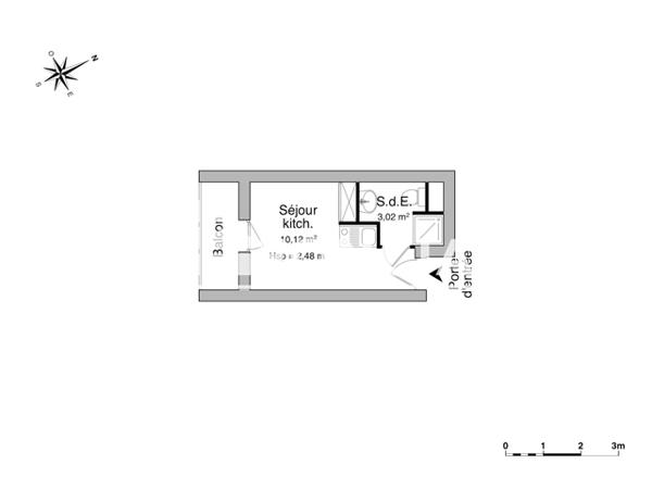 Location Studio 13.14 m² - 49 COURS DE LA REPUBLIQUE Le Havre 76600