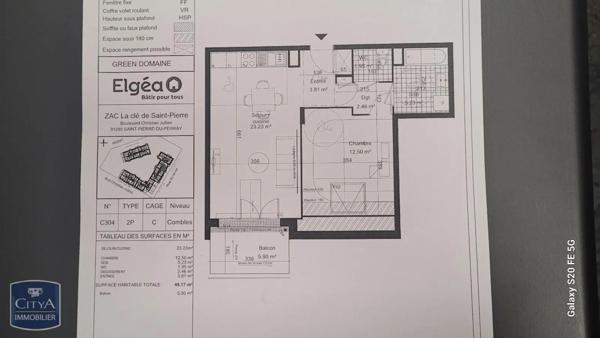 Appartement à louer 2 pièces 49.17m²