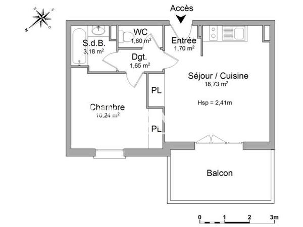 Location Appartement 2 pièces 37.1 m² - 175 ROUTE DE LAUNAGUET Toulouse 31200