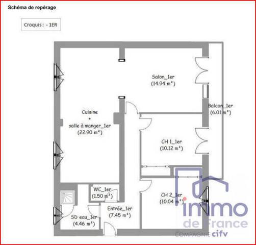 Appartement 3 pièces                                        - 43000 Le Puy-en-Velay Réf : 2675-CIFVFOREZVELAY