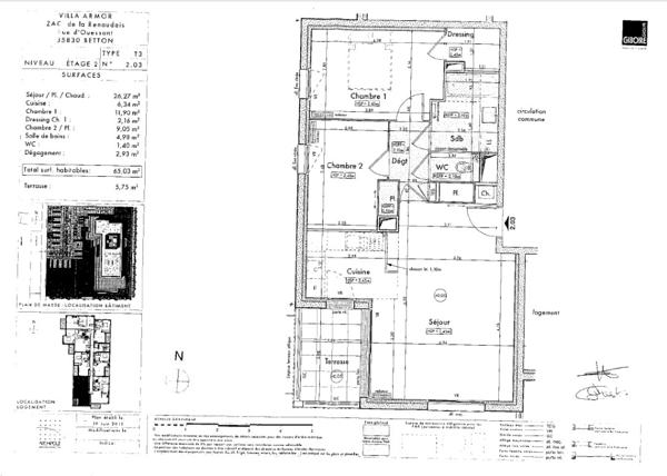 BETTON - La Renaudais - T3 de 65m² avec terrasse et garage.