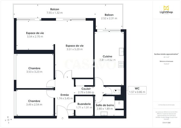Vente Appartement 4 pièces de 80m² - 38290 La Verpillière