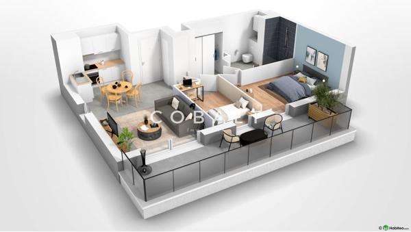 Appartement récent - T2 Bis - 53.80 m² - Balcon