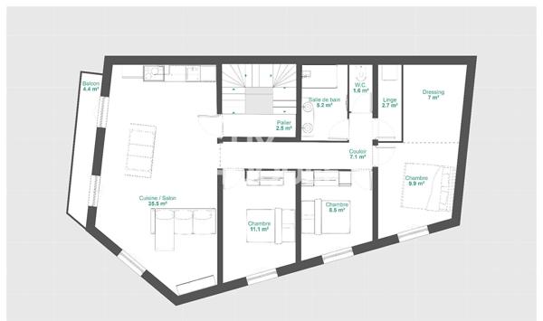 Appartement Mauguio Centre  4 pièces -  87 m2 avec grand garage et balcon