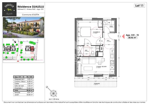 Appartement neuf T2 en rez-de-jardin à vendre à Oletta