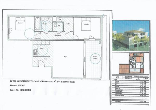 83300 DRAGUIGNAN  APPARTEMENT  3 pièce(s) 76 m2