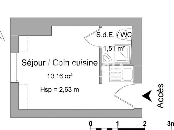 Location Studio 11.7 m² - 31 RUE FREDERICK LEMAITRE Paris 75020