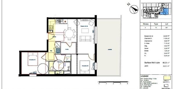 Appartement F3 à vendre  3 pièces - 60 m2 ARGELES SUR MER - 66