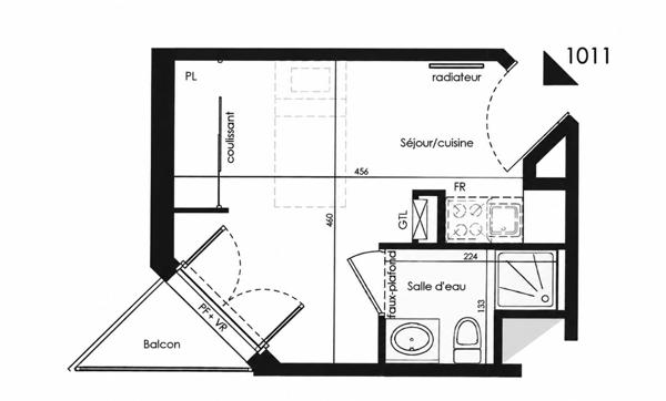 Appartement Pessac 17.34 m²