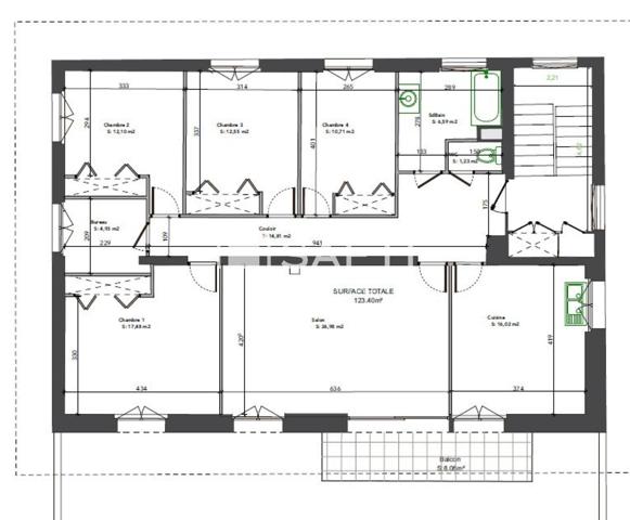 T5 en dernier étage avec balcon + cave + parking