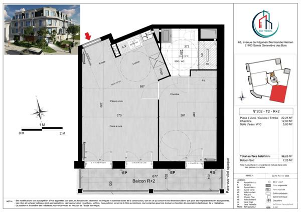 Appartement F2 à vendre  2 pièces - 39,25 m 2   STE GENEVIEVE DES BOIS  - 91
