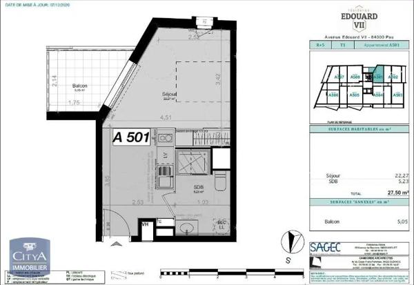 Appartement à louer 1 pièce 27.23m² Pau (64000)