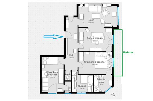 Paris 75015, Montparnasse, 3/4 pièces 82m² au 2e étage d'un immeuble post Haussmannienn,