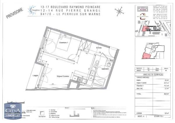 Appartement à louer 2 pièces 44m²