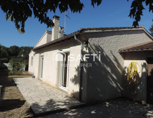 Maison plain pied T5 avec garage et jardin.