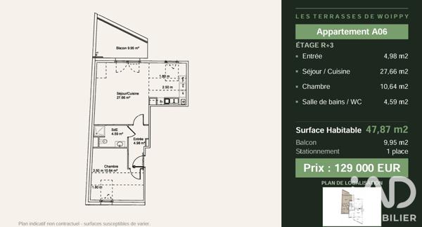 Appartement à vendre 2 pièces 48 m² Woippy