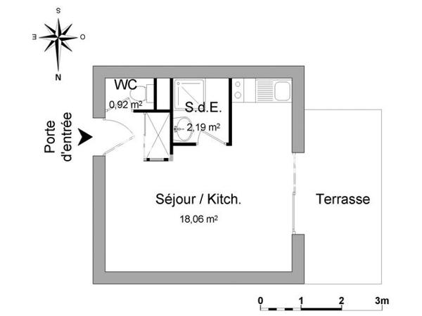 Location Studio 21.17 m² - 14 RUE DE LA SOLE La Rochelle 17000