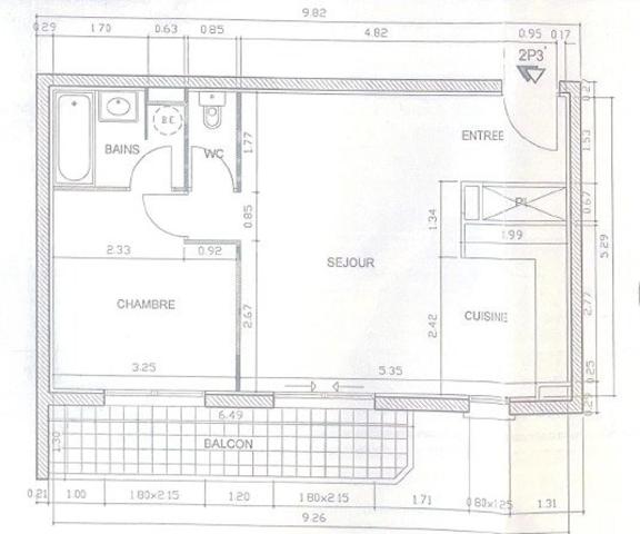 Appartement 2 pièces avec balcon et parking
