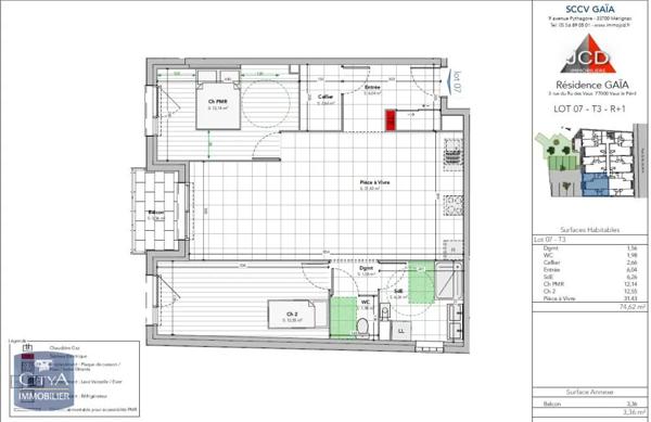 Appartement à louer 3 pièces 74.62m² Vaux-le-Pénil (77000)