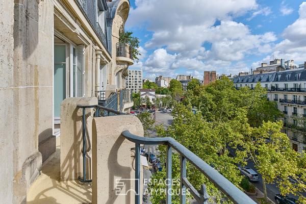 Haussmannien traversant en étage élevé avec balcons et vue proche Village d’Auteuil