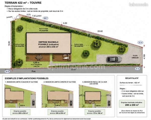 🌿 Terrain à bâtir de 422 m² – Touvre– 35 000 € FAI