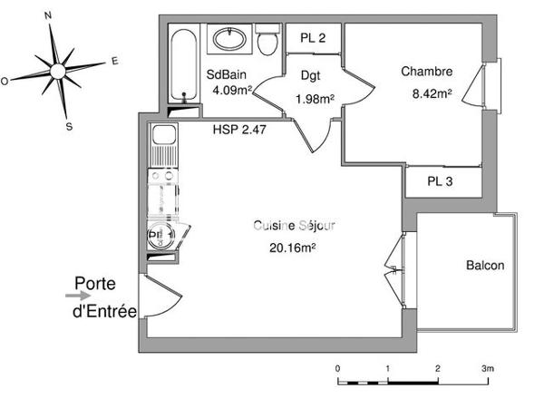 Location Appartement 2 pièces 34.65 m² - 8 ALLEE ARMONVILLE Poitiers 86000