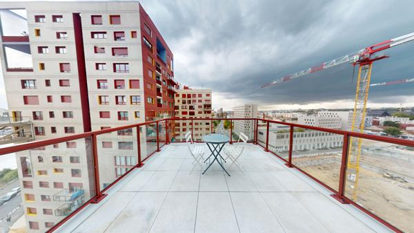 Studio meublé de standing 33,27 m²,Dernier étage,Grand balcon, Vue dégagée, Ivry-sur-Seine