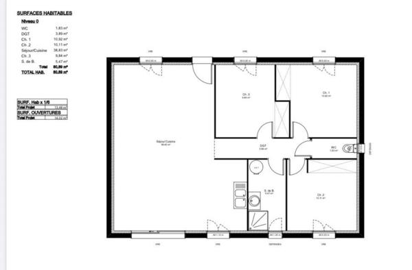 Terrain plat Est-Ouest de  m²
