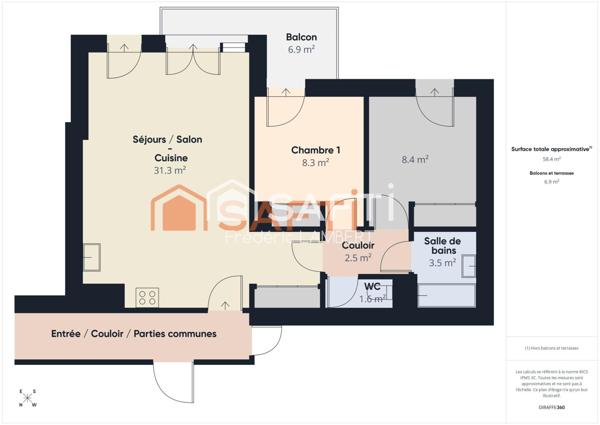 3Pieces, balcon + parking à proximité de la Défense