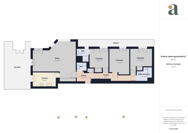 Splendide Appartement de 128.0 m² dans une résidence récente et sécurisée en vente à Villeneuve-la-Garenne (92390)