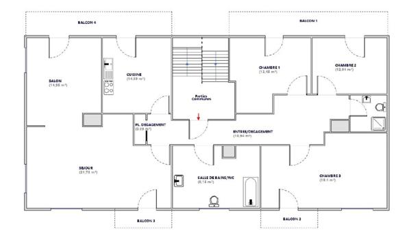 Appartement spacieux et lumineux