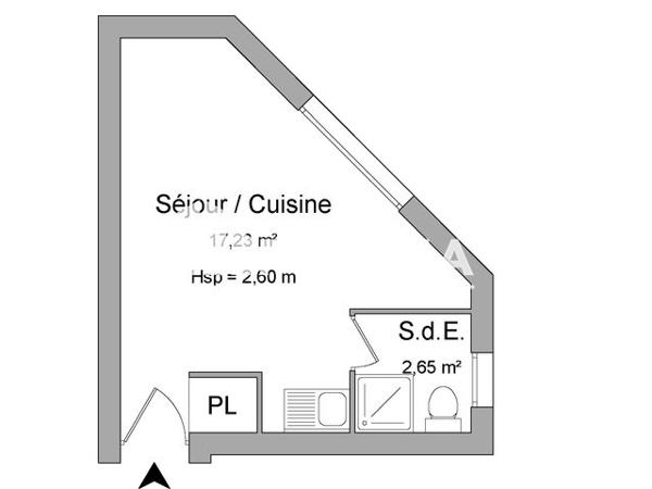Location Studio 19.88 m² - 2EME GAUCHE Rennes 35000