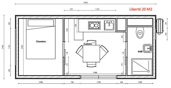 Maison 1 pièce - 15 m²