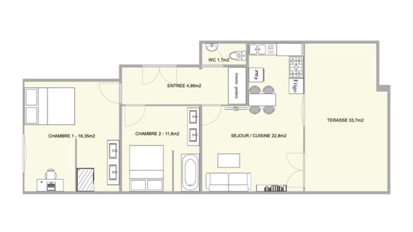 Quartier Champ-de-Mars - Vue Tour Eiffel – Appartement – 2/3 pièces avec grande terrasse sans vis-à-vis -