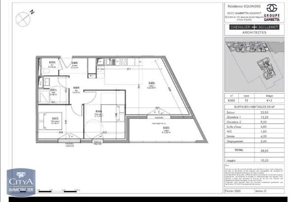 Appartement à louer 3 pièces 58.85m² Tours (37100)