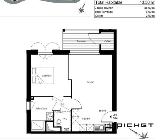 Appartement 2 pièces 43 m² MARCHEPRIME - 33380