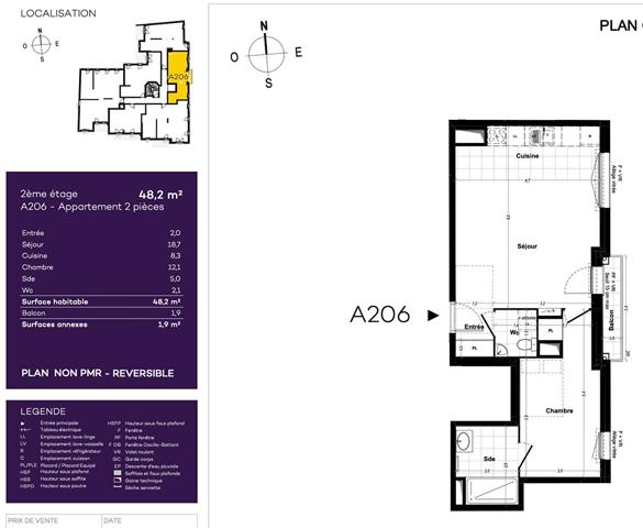 Appartement Aubervilliers 2 pièce(s) 48.20 m2